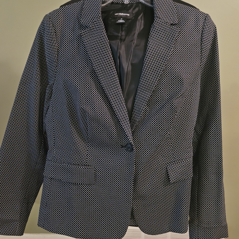 Liz Claiborne Women's Black And White Checked Blazer